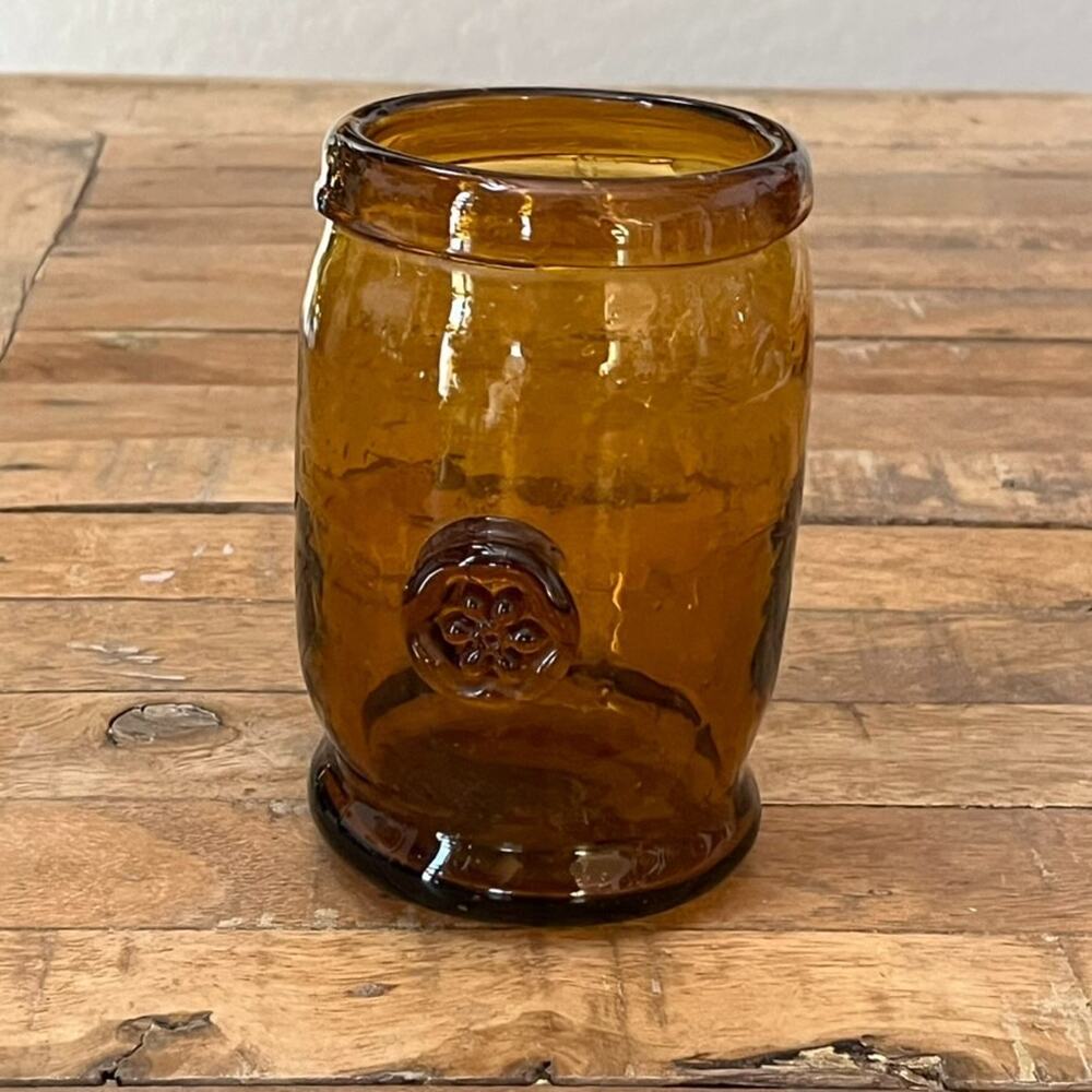Vintage Art Glass Amber Colored Glass Vase 5.75" Hand Blown